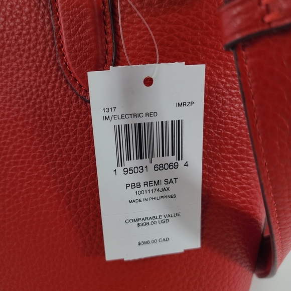 Coach Pebbled Leather Remi Satchel Crossbody NWT Electric Red Goldtone Handbag - Picture 6 of 14